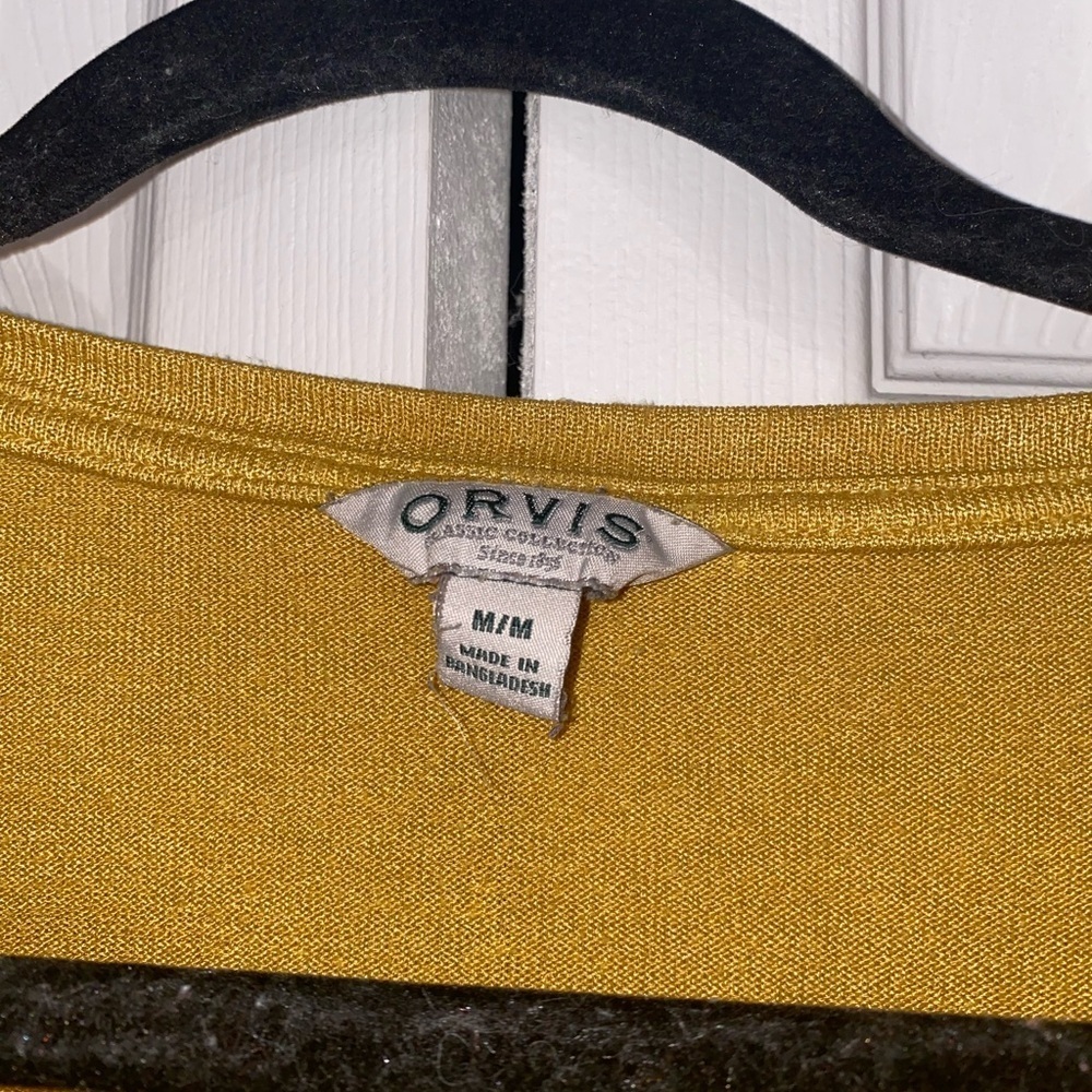 Orvis Yellow Tunic Knit Top Blouse Sleeveless Shirt Size Med V Neck - Picture 3 of 7